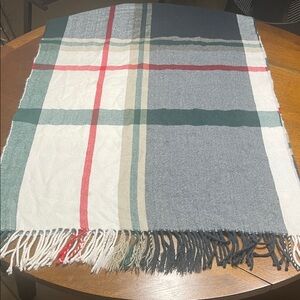 Plaid Fringe Scarf 25 x 76